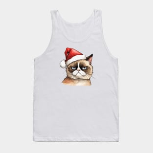 Angry Christmas Cat - Meowy Christmas Cat Tank Top